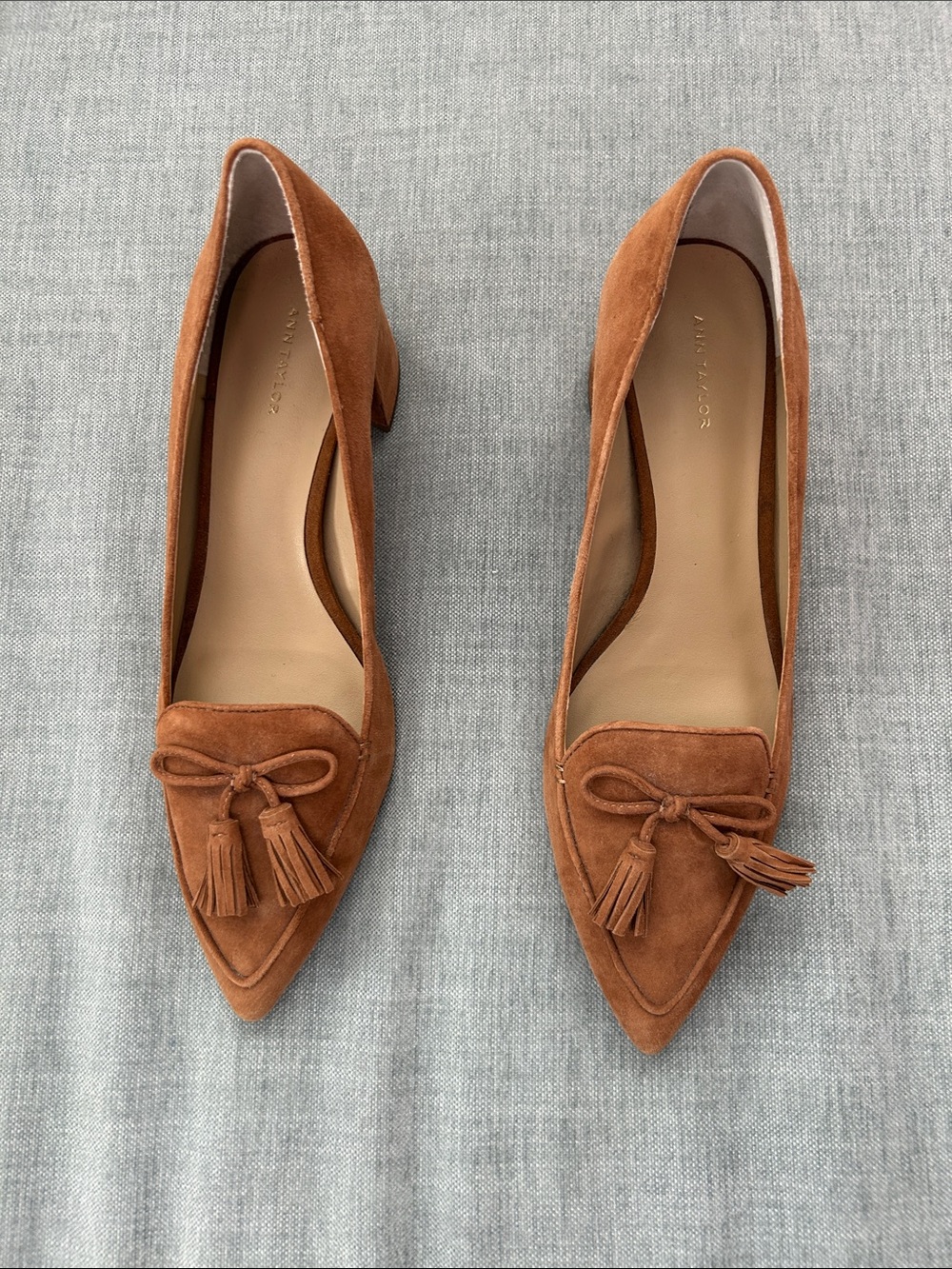 Ann Taylor Pointed Tassel Loafer in Chestnut